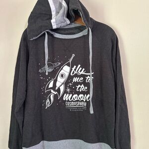 Gray Cosmosphere Space Camp Graphic Hoodie with Rocket Design